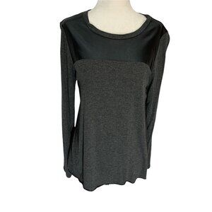 𝅺aritzia Wilfred Free Simone Grey Long Sleeve T-shirt Vegan Leather Inser…
